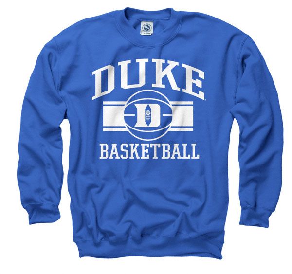 Duke Blue Devils Royal Wide Stripe Basketball Crewneck Sweatshirt