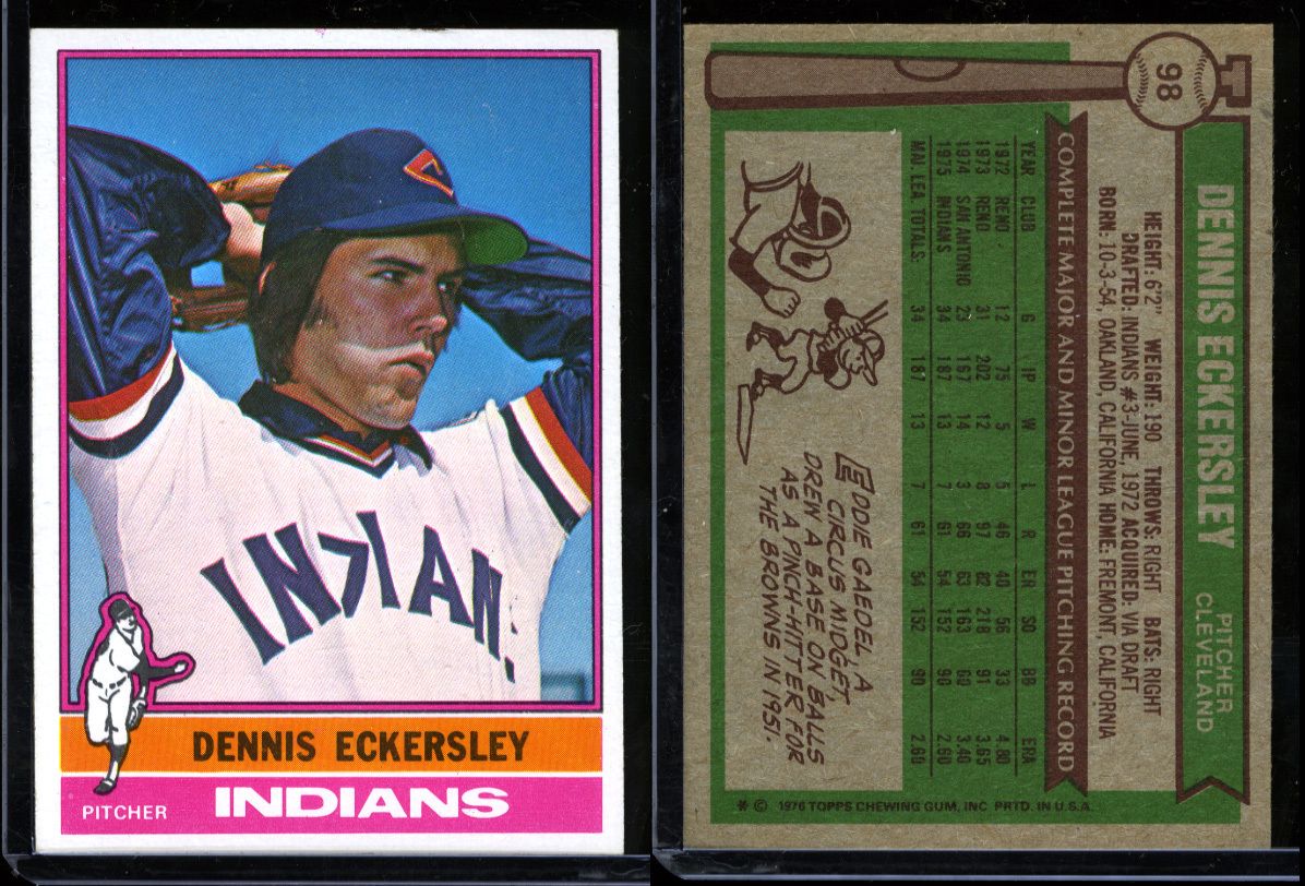 1976 Topps Dennis Eckersley Rookie Indians RC 98 NM