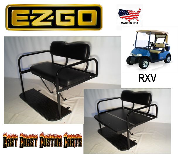EZGO RXV Golf Cart Rear Flip Down Seat Kit Black Fast 