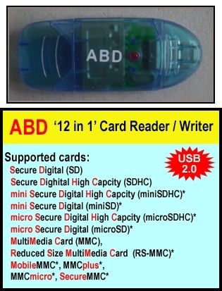 Flash Memory Card Reader Writer 2GB MicroSD Card Full Sized SD Adapter