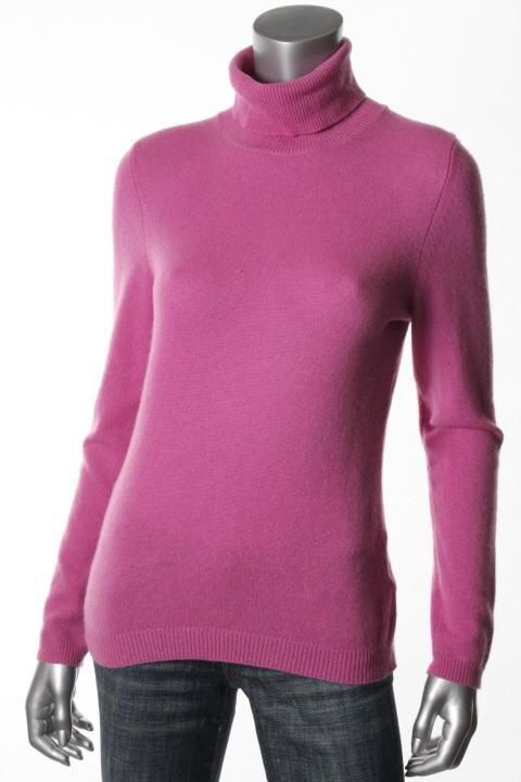 Private Label New Pink Cashmere Ribbed Long Sleeve Turtleneck Sweater