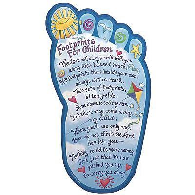 Footprints in The Sand Poem for Children Wall Décor Art 14 inches