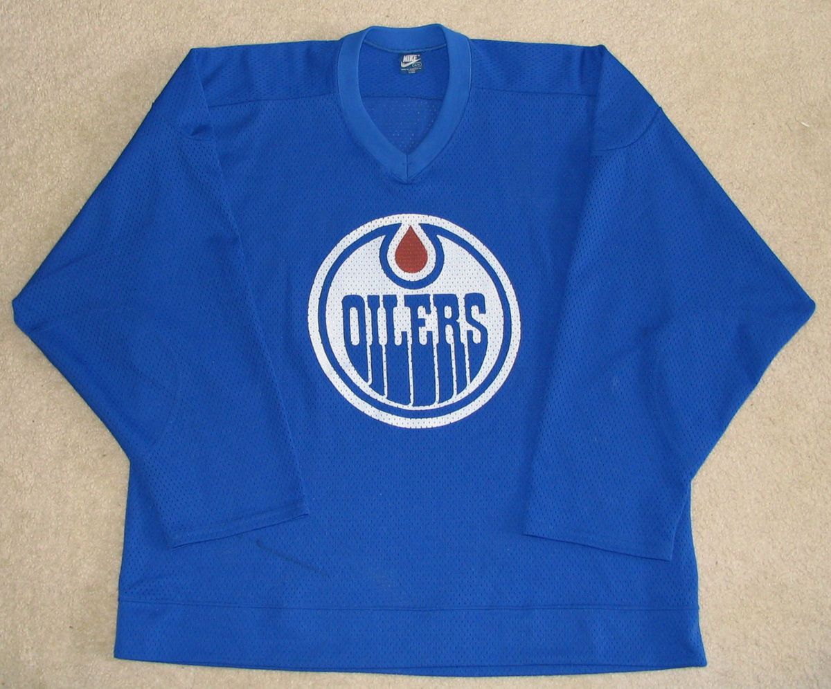 80s Edmonton Oilers Blue NIKE Game Worn/Used Practice Jersey