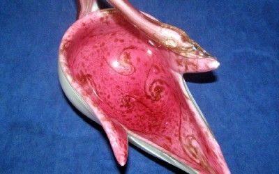 Fratelli Toso Murano Glass Starry Night Pink Swan Bowl