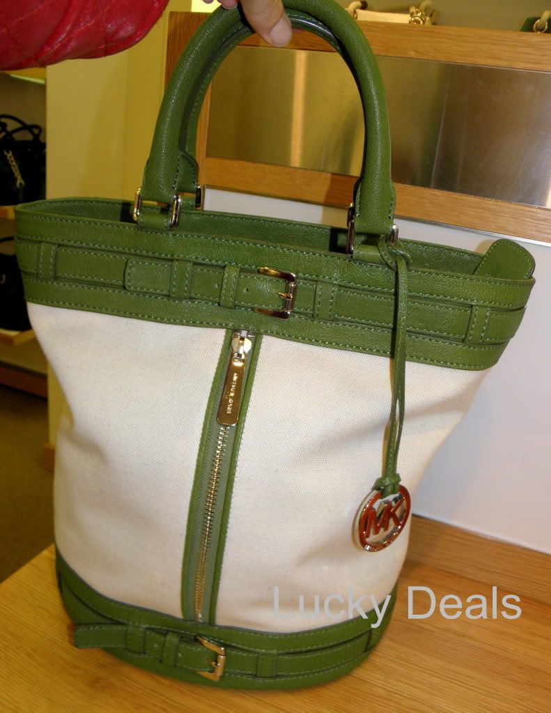 Michael Kors Kingsbury Medium Tote Handbag Bag Canvas Green Brand New