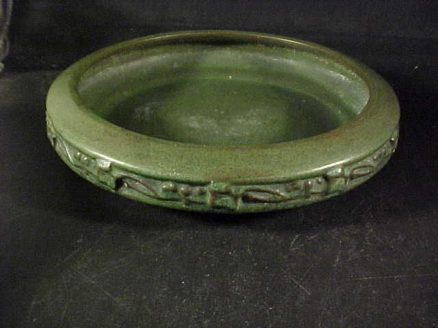 Arts Crafts Matte Green Pottery Bowl Peters Reed Pereco