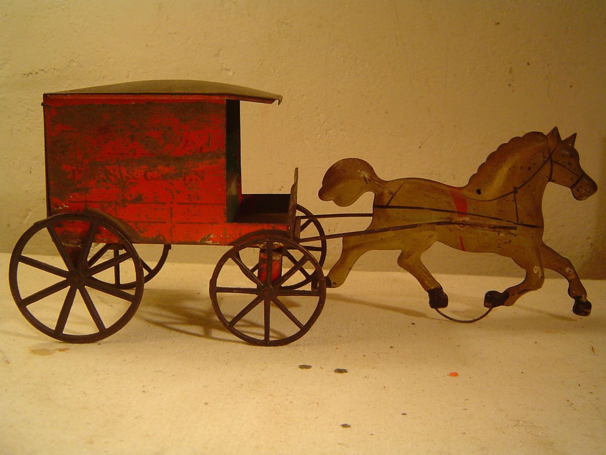 Early Tinplate Pies Cake Wagon with Horse George Brown