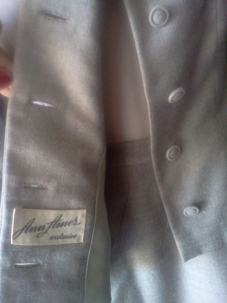 50s Vintage Winter Wool Grey Dress Suit Details M Mad Men Chic