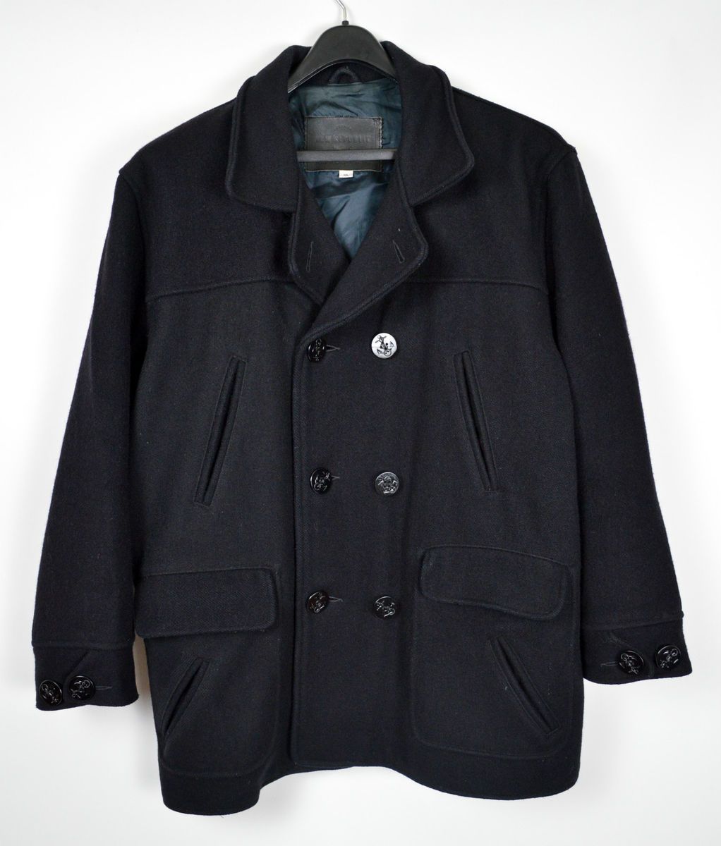 Men’s New Republic Bergdorf Goodman Black Wool Peacoat XL