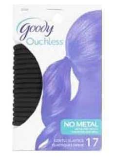 Goody Ouchless Black Hair No Metal Gentle Elastics 17 Pieces per Pack