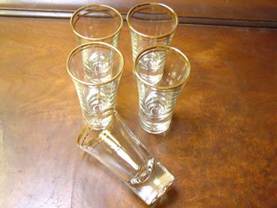 Cordial Glasses Double Gold Band Wine Grappa Cordial
