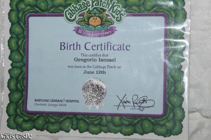 Free Printable Blank Cabbage Patch Birth Certificate Pdf