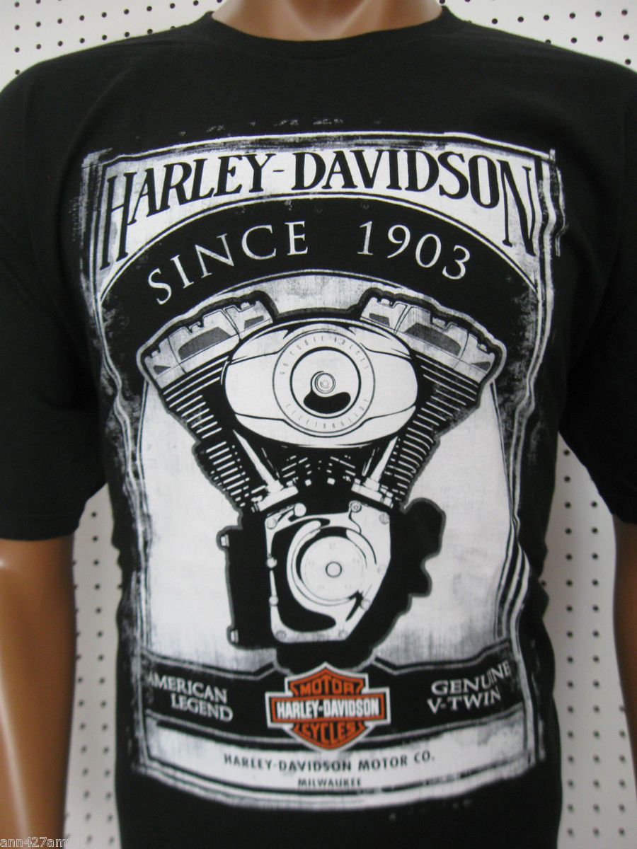 Mens Harley Davidson Engine Paint T Shirt