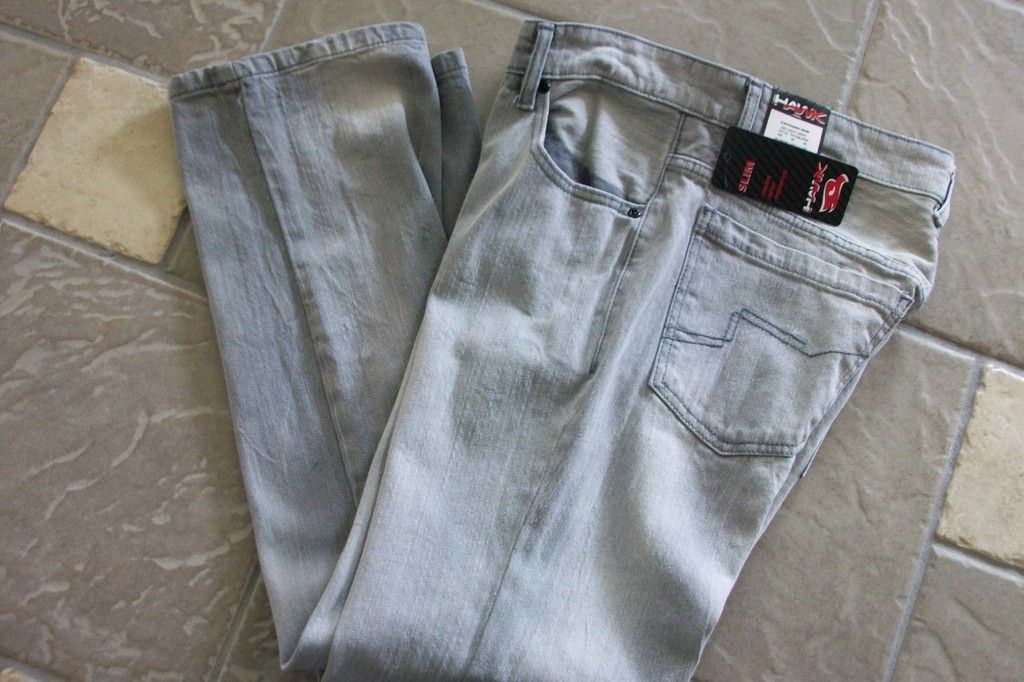 New Tony Hawk Gray Slim Straight Jeans Mens 36x32