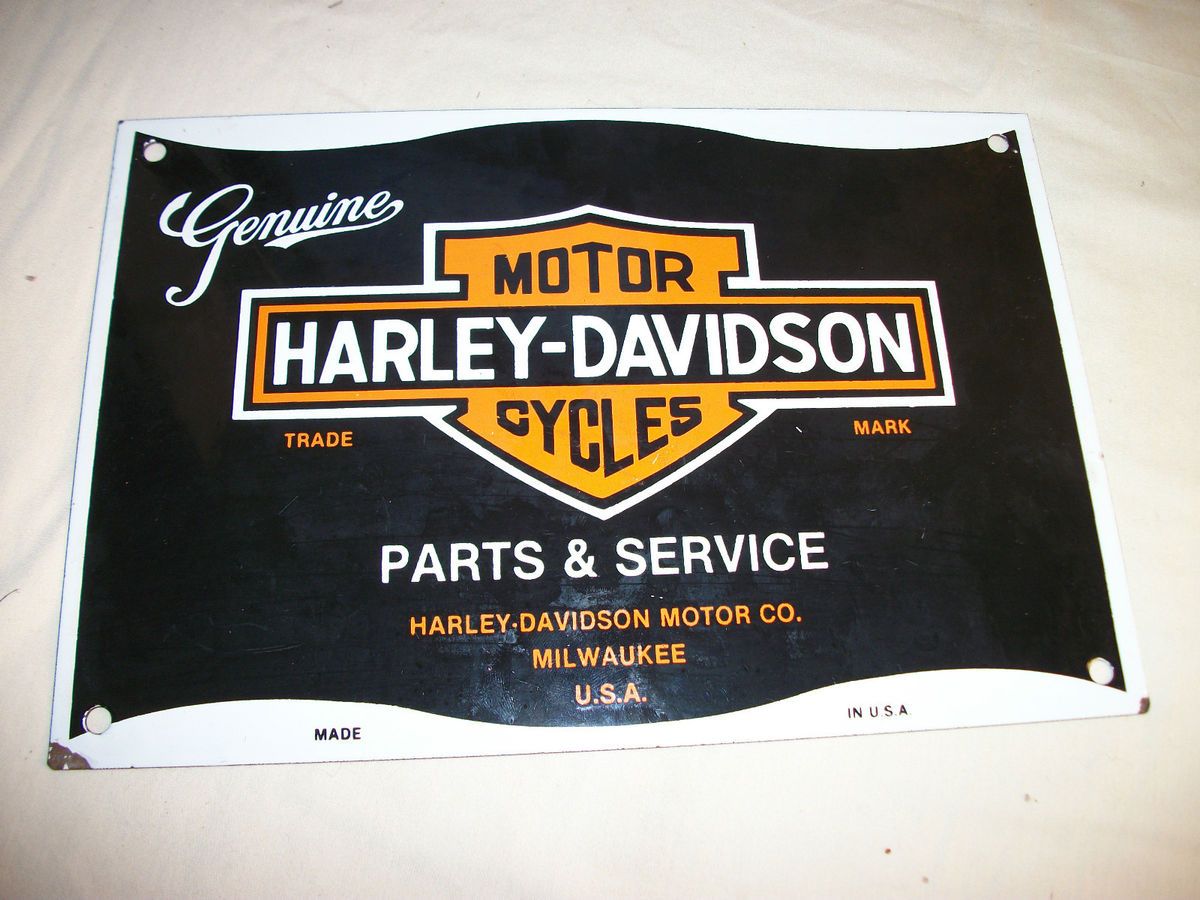 Orig Harley Davidson Motorcycles Parts Service Porcelain Dealer Sign