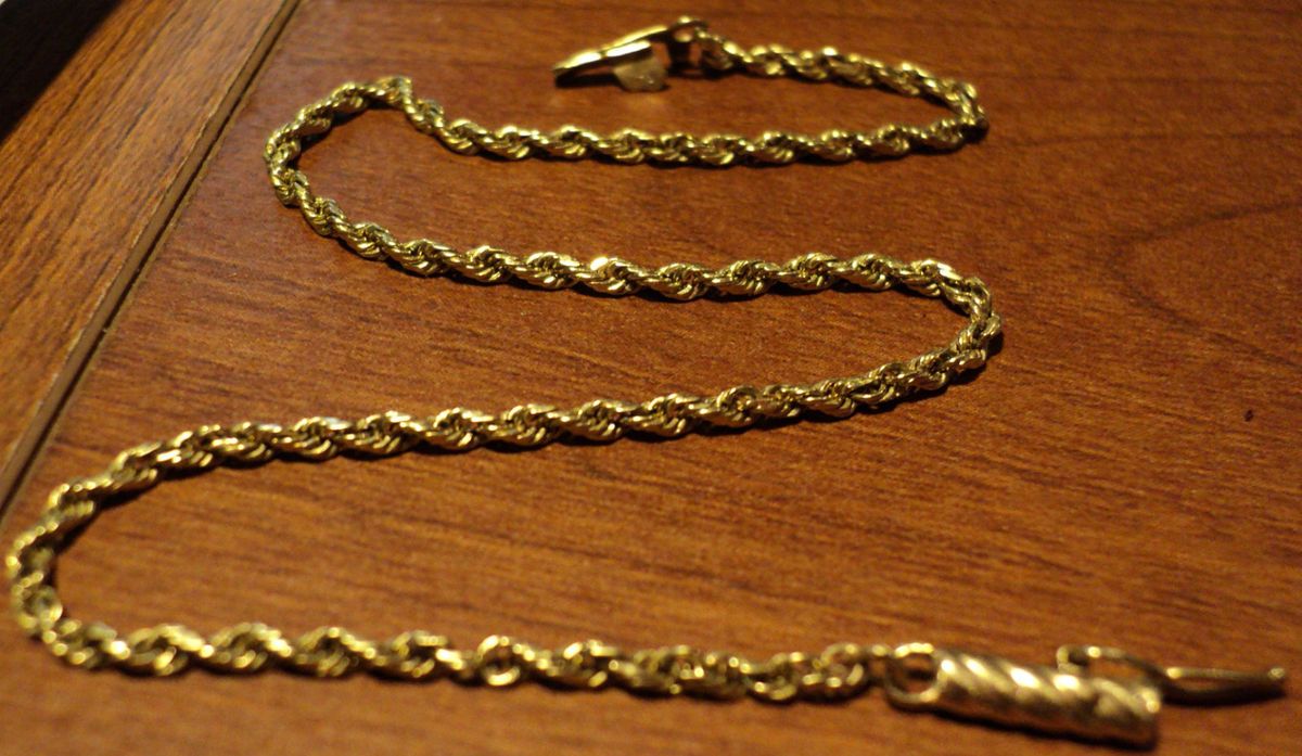 14k solid yellow gold rope bracelet 8 inch barrel clasp nice