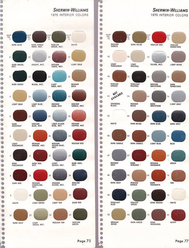 Sherwin Williams Paint Chips 1975 Interior Colors