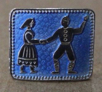VINTAGE IVAR T. HOLTH NORWAY STERLING SILVER ENAMEL PIN WITH DANCING