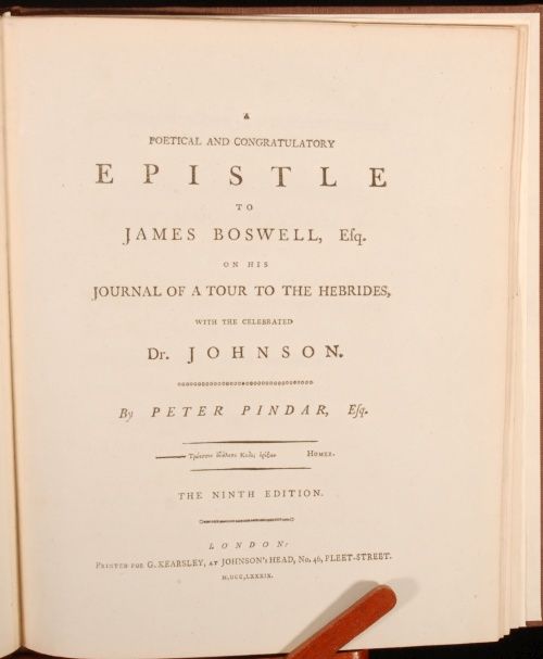  eighteenth century edition of this satirical poem on James Boswell