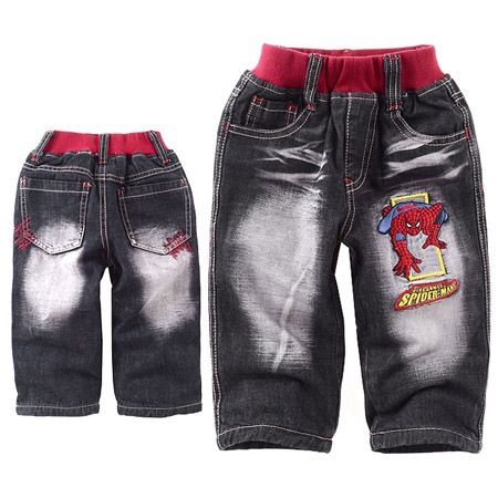 Boys Black Spider Man Fleece Pants Jeans 2 9 Years M2211A
