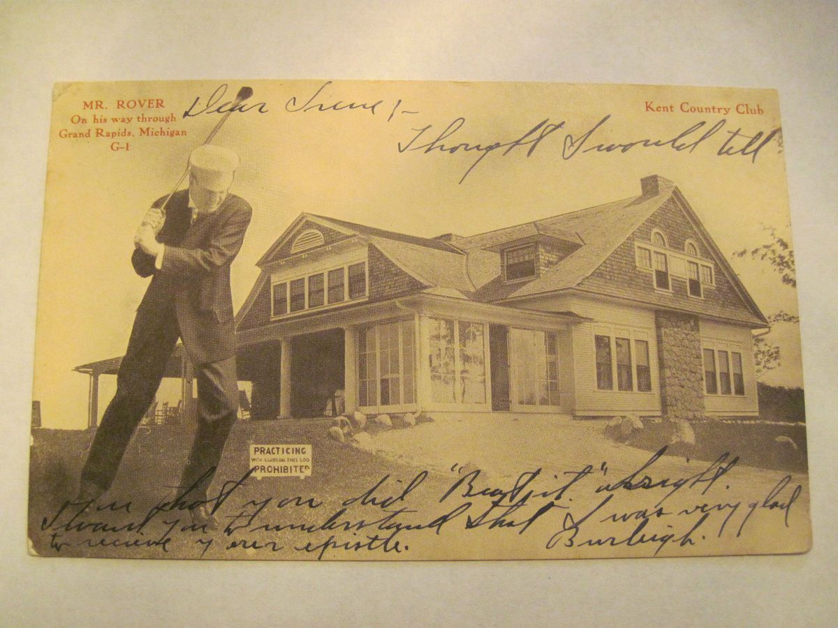 Rare Vintage 1907 Golf Golfer Kent Country Club Grand Rapids MI