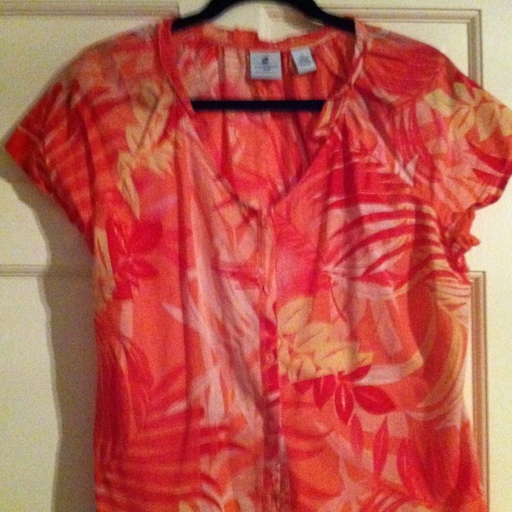  Womens Shirt with Short Sleeves by Caribbean Joe Size M 100% Cotton