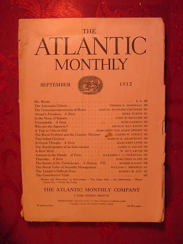 Atlantic September 1912 John Burroughs James O Fagan