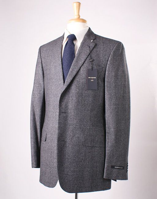 NWT 995 JOHN VARVATOS Gray Check Brushed Wool Suit 40 L Long Side Vents  