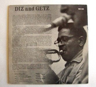 Album Dizzy Gillespie Stan Getz Diz and Getz Norgan LP Record MGN 1050 Max Roach  