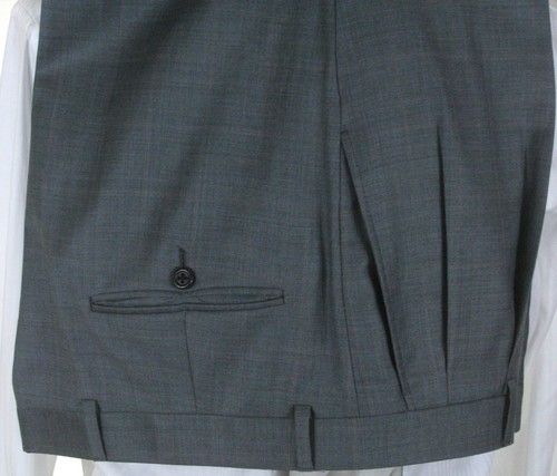 Hickey Freeman 130's 2 Button Medium Gray Plaid Suit 42R $1595  