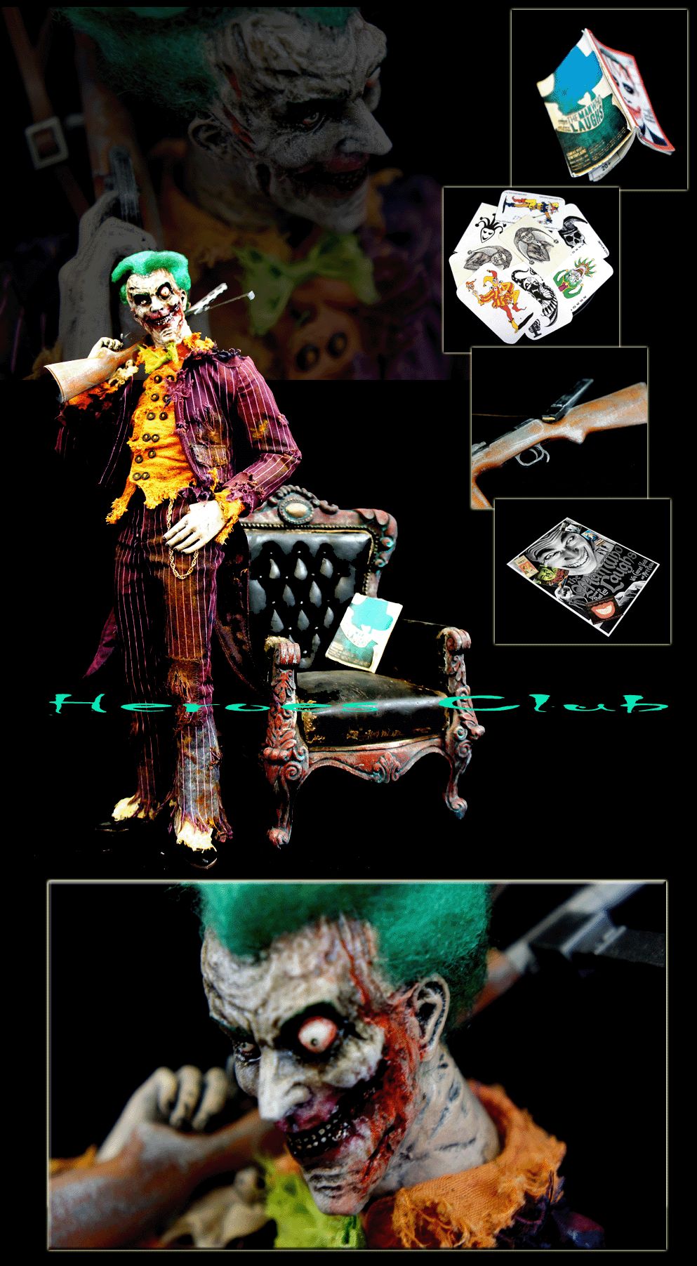 Psycho Joker 12" Figure 1 6 Custom Biohazard Zombie Arkham City Batman  