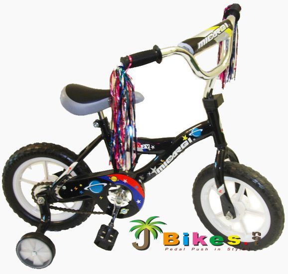 Kids Boys 12 BMX Bikes Micargi MBR12Y with Training Wheels Black