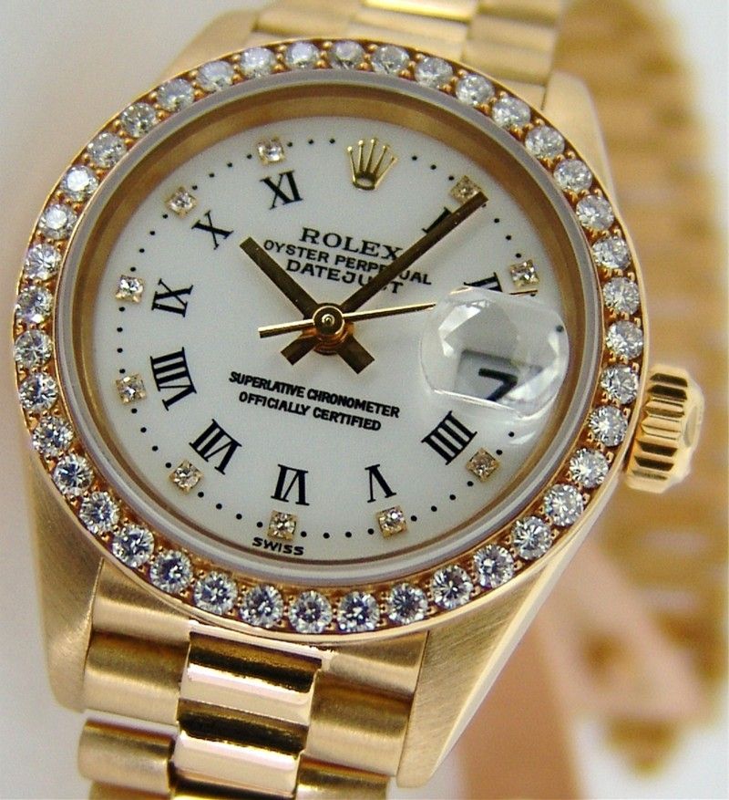 Rolex Lady Gold President White Roman String Diamond 79138 Watch Chest
