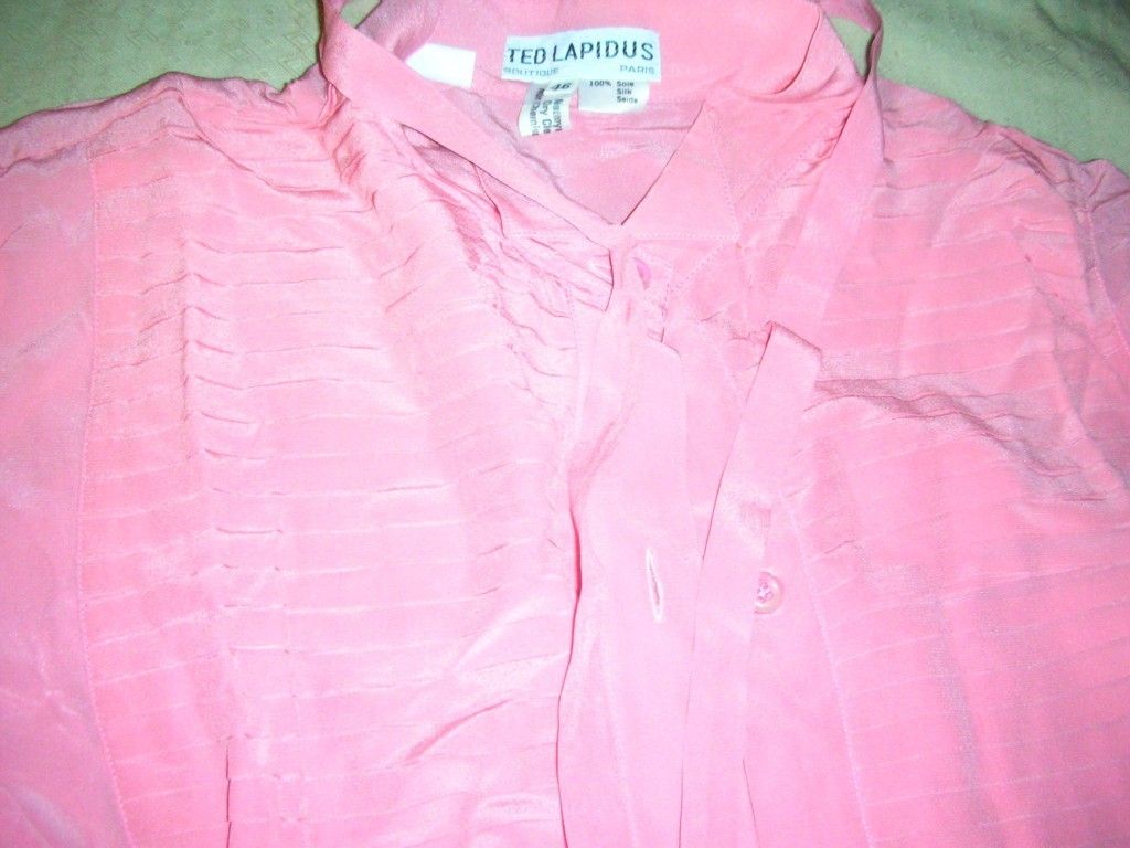 Ted Lapidus Pink Tuxedo Shirt Women Silk
