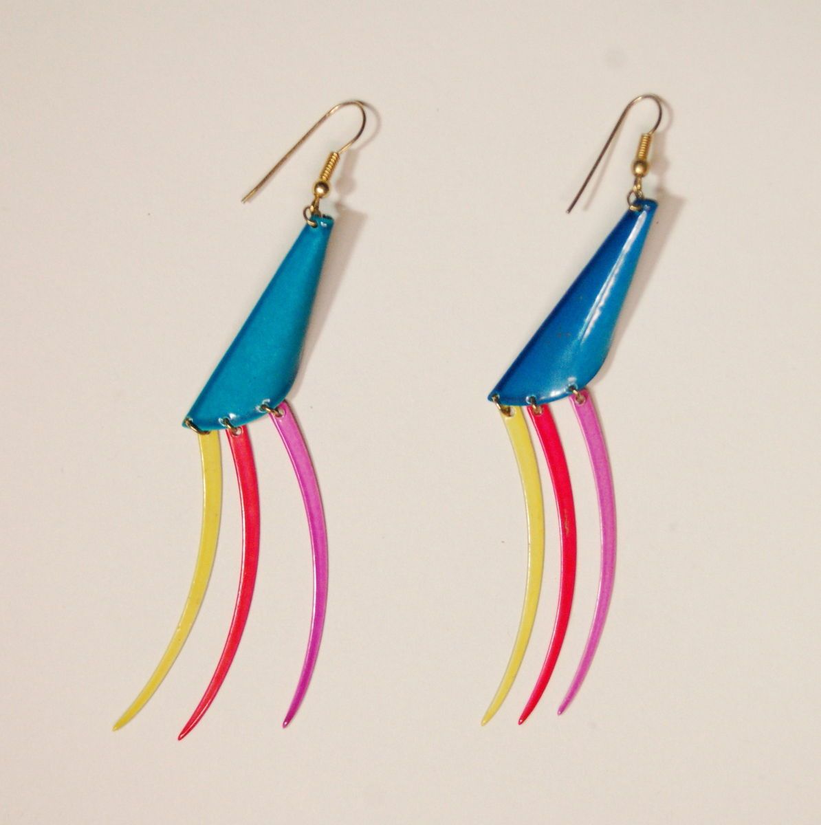 Colorful Dangle Wire Hook Earrings Jem Holograms Cindy Lauper