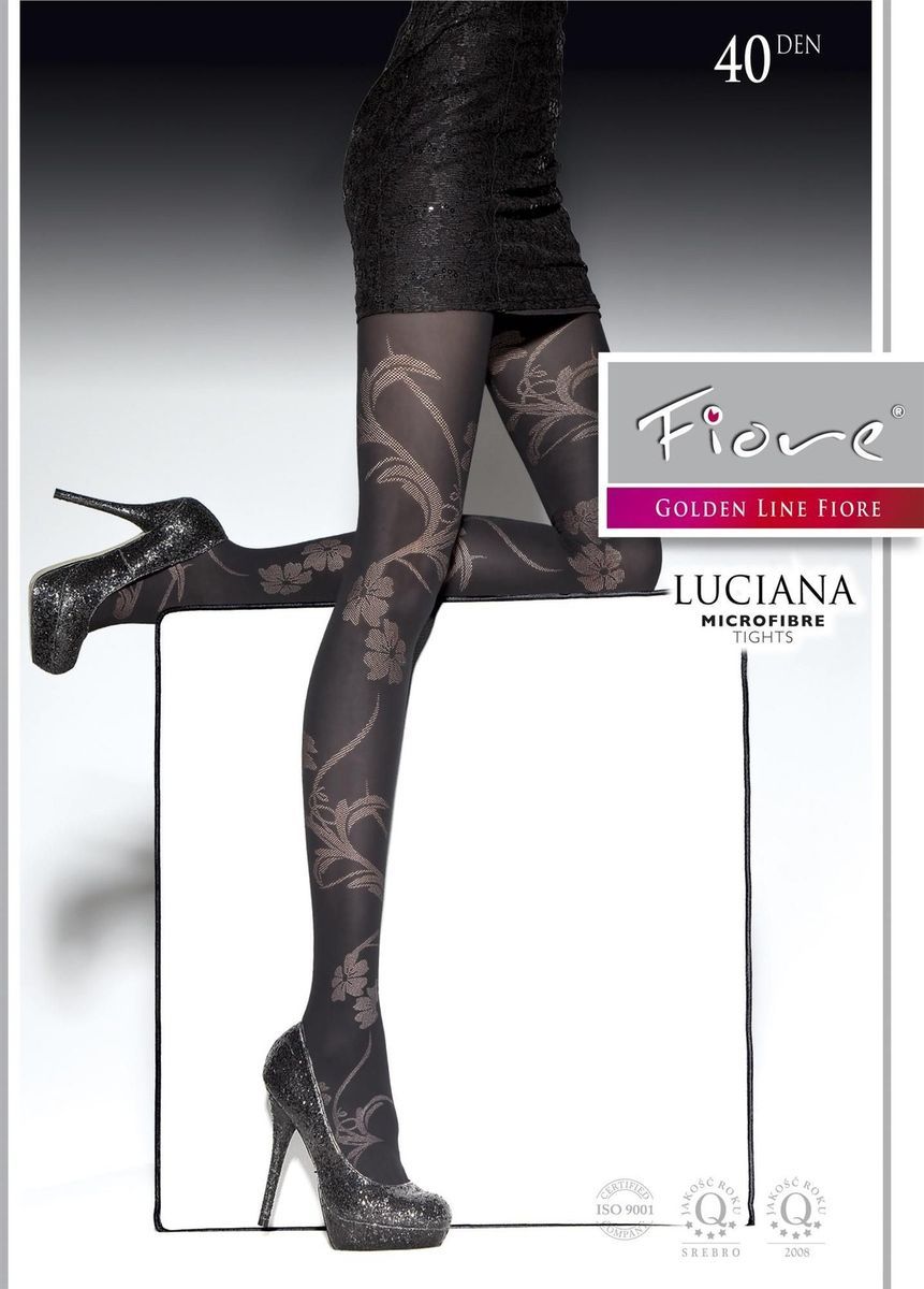 Luciana Semi Opaque Microfiber Tights Pantyhose Floral Pattern Size S