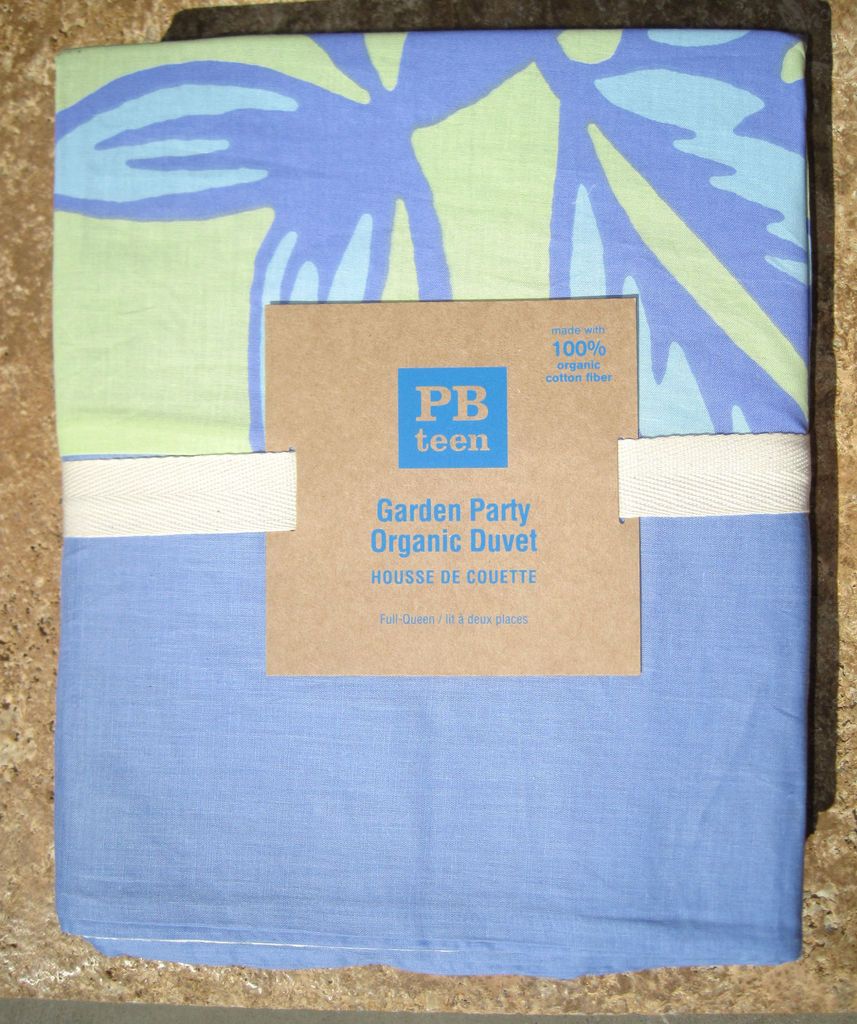 POTTERY BARN~ GARDEN PARTY FULL/QUEEN DUVET~ PERIWINKLE BLUE BEDDING