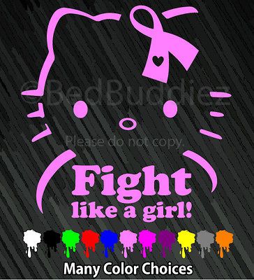 Breast Cancer Ribbon Vinyl Car Decal Sticker Bow Fight Like a Girl