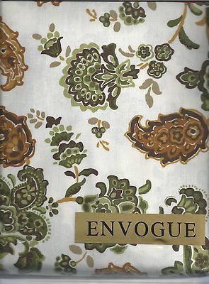 EN VOGUE PAISLEY FLORAL GREEN GOLD CHOCOLATE BROWN TABLECLOTH 60X102