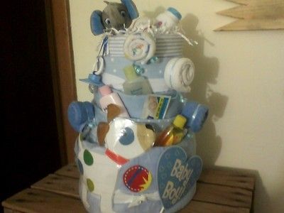 Tier Baby Diaper Cake for a Boy Handcrafted Baby Shower Gift