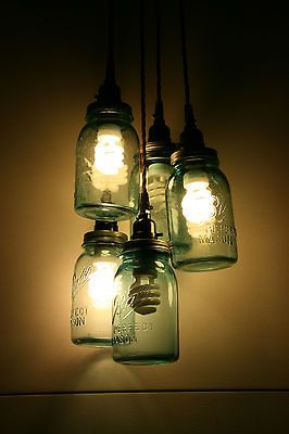 Mason Jar Chandelier Light  Hanging Pendant   Jars not included