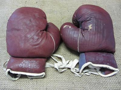 Vintage 1950 Leather Boxing Gloves Ken wel Antique Old Box Bag Sport