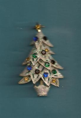 Christmas Tree Pin Brooch Eisenberg Ice Glitter & Rhinestones Brooch