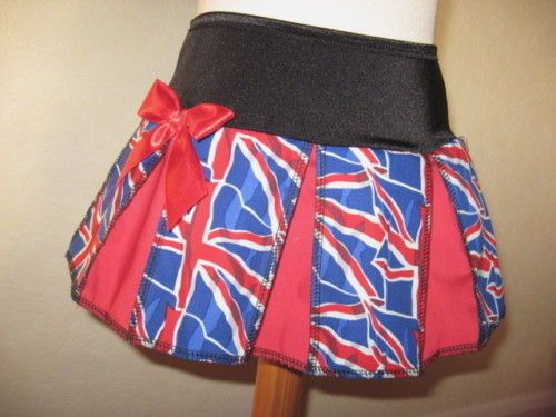 Girls Black,blue,red ,white Union Jack Cheerleader Skirt