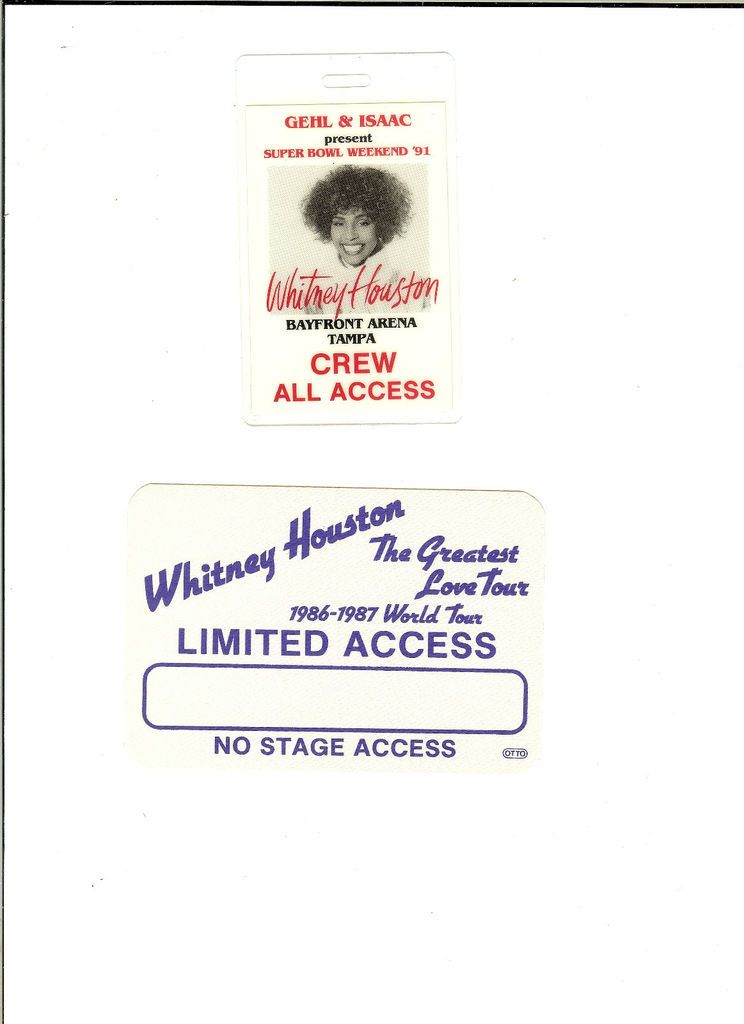 WHITNEY HOUSTON CONCERT LAMINATE AND CLOTH PASSES