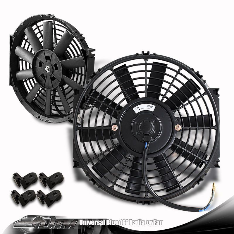 Black 16 1500 CFM 2250 RPM Electric Cooling Pull Slim Radiator Fan