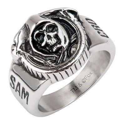 AUTHENTIC SONS OF ANARCHY GRIM REAPER LOGO ENGINE STEEL RING SAMCRO