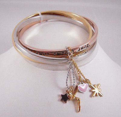 Bracelet Im. Rhodium, 10k Gold P, Rose Gold 3D Tinker Bell Charms